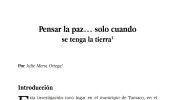 Pensar la paz… solo cuando se tenga la tierra